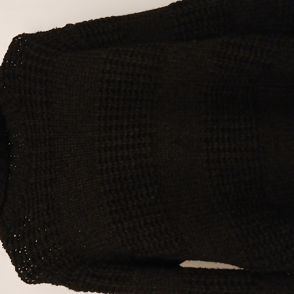 Black knitted cowl neck sweater with long sleeves 70% Acrylic and 30% wool